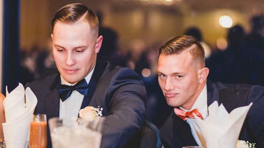 When Chris Burroughs, left, got married, younger brother Ryan was at his side. Courtesy Chris Burroughs